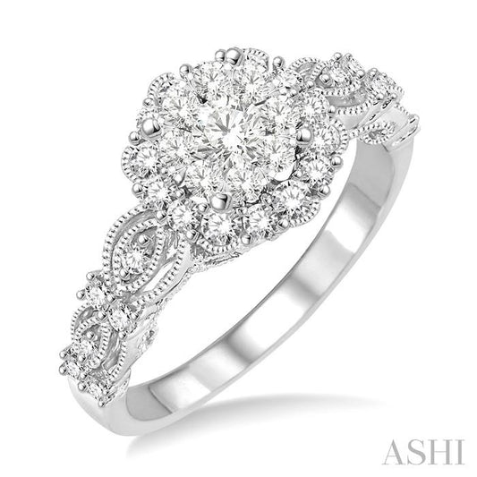 ASHI Round Shape Halo Lovebright Diamond Engagement Ring 141A2PPFVWG