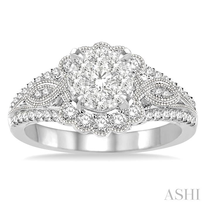 ASHI Round Shape Lovebright Diamond Engagement Ring 142A2PPFGWG