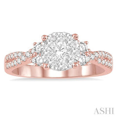 ASHI Round Shape Lovebright Diamond Engagement Ring 142E2PPFHPW