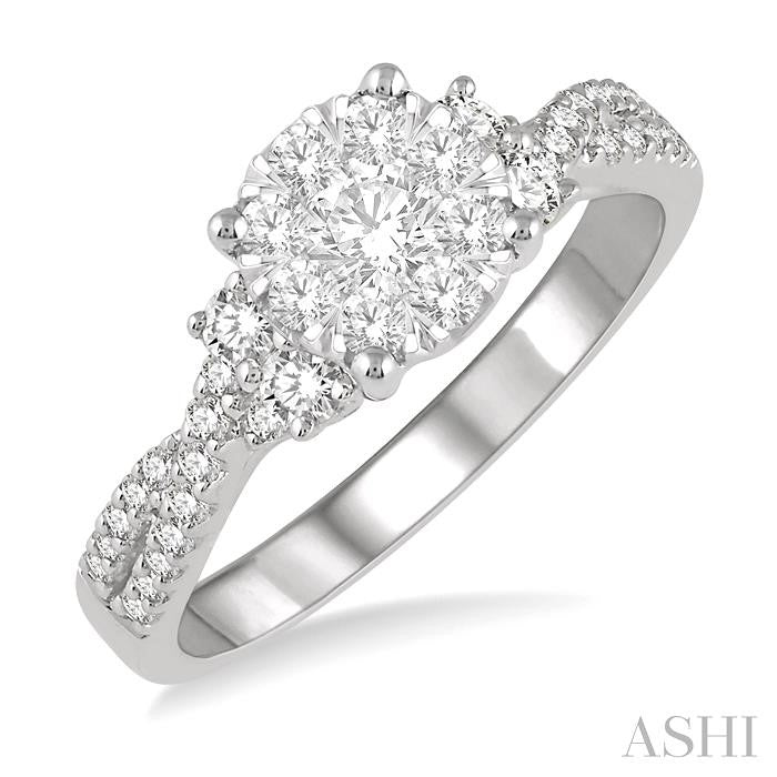 ASHI Round Shape Lovebright Diamond Engagement Ring 142E2PPFHWG