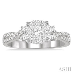 ASHI Round Shape Lovebright Diamond Engagement Ring 142E2PPFHWG