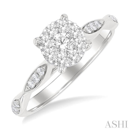 ASHI Round Shape Lovebright Diamond Engagement Ring 142G3PPFGWG