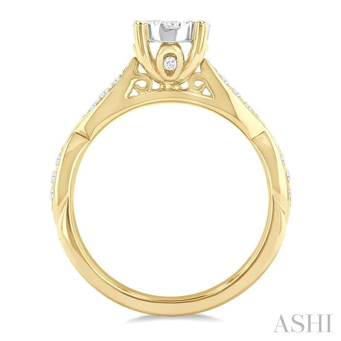 ASHI Round Shape Lovebright Diamond Engagement Ring 142G3PPFGYW