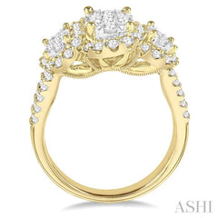 ASHI Oval Shape Past Present & Future Halo Lovebright Diamond Engagement Ring 144B0PPFVYW-1.35