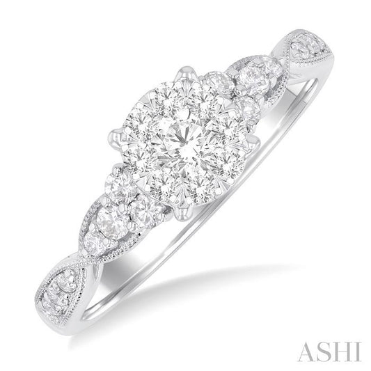 ASHI Round Shape Lovebright Diamond Engagement Ring 144G3PPFGWG