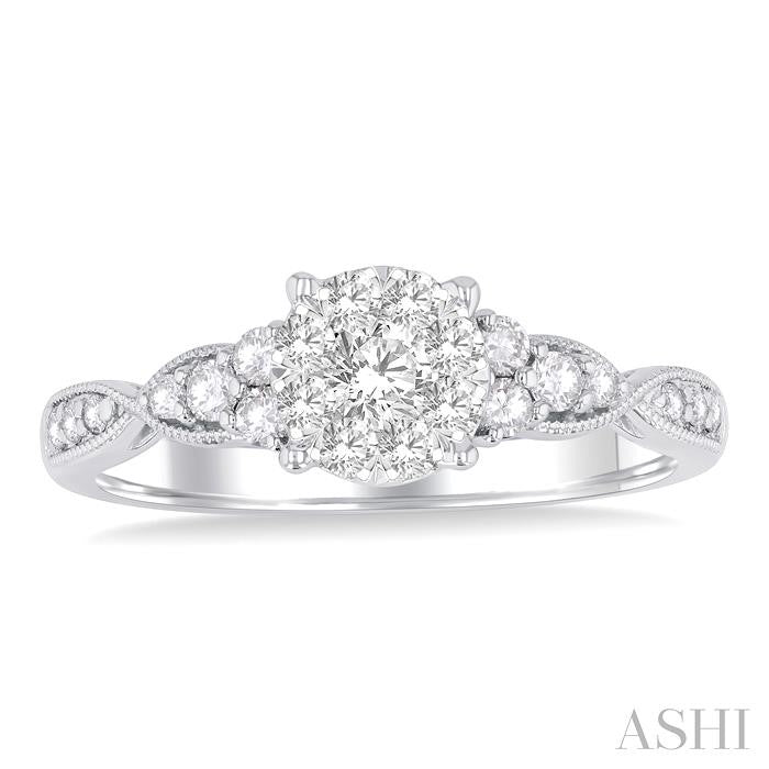 ASHI Round Shape Lovebright Diamond Engagement Ring 144G3PPFGWG