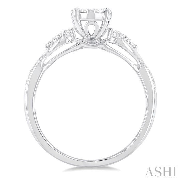 ASHI Round Shape Lovebright Diamond Engagement Ring 144G3PPFGWG