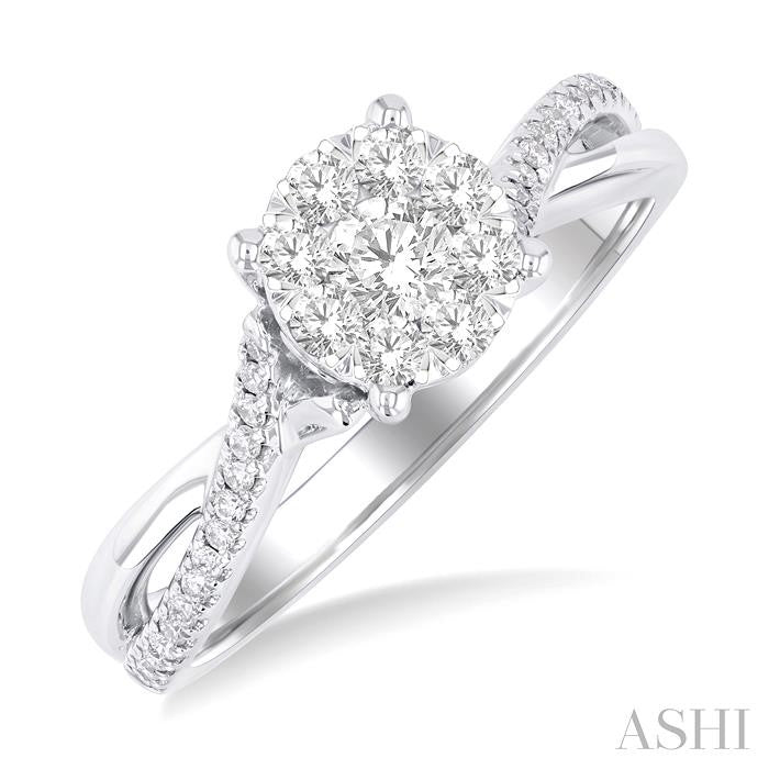 ASHI Round Shape Lovebright Diamond Engagement Ring 145G3PPFGWG