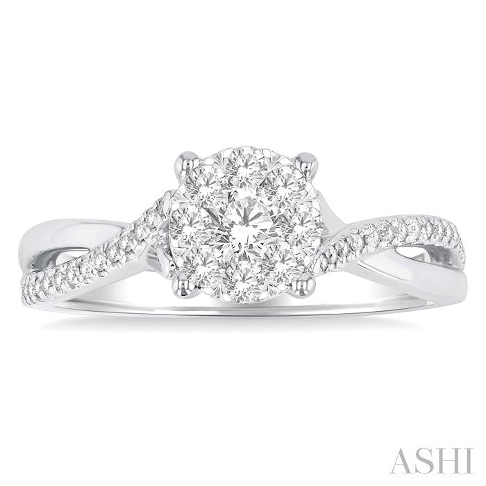ASHI Round Shape Lovebright Diamond Engagement Ring 145G3PPFGWG