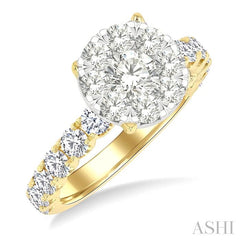 ASHI Round Shape Lovebright Diamond Engagement Ring 146G0PPFGYW-2.00