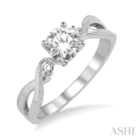 ASHI Round Shape Diamond Engagement Ring 14834PPFHWG-LE