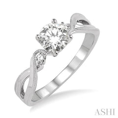 ASHI Round Shape Semi-Mount Diamond Engagement Ring 14839PPFGWG-SM
