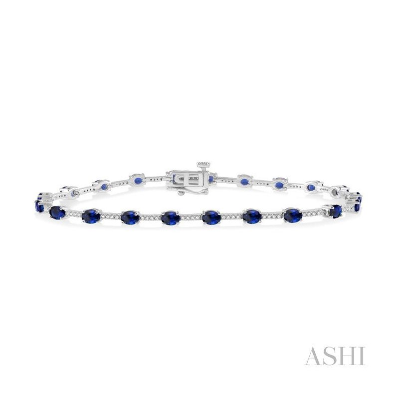 ASHI Oval Shape Gemstone & Diamond Bracelet 7624UPPTSSPWG