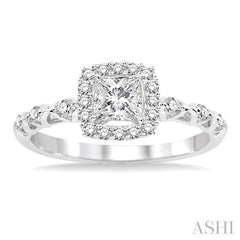 ASHI Princess Shape Halo Diamond Engagement Ring 14883PPFHWG-LE