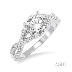 ASHI Round Shape Diamond Engagement Ring 218C4PPFHWG-LE