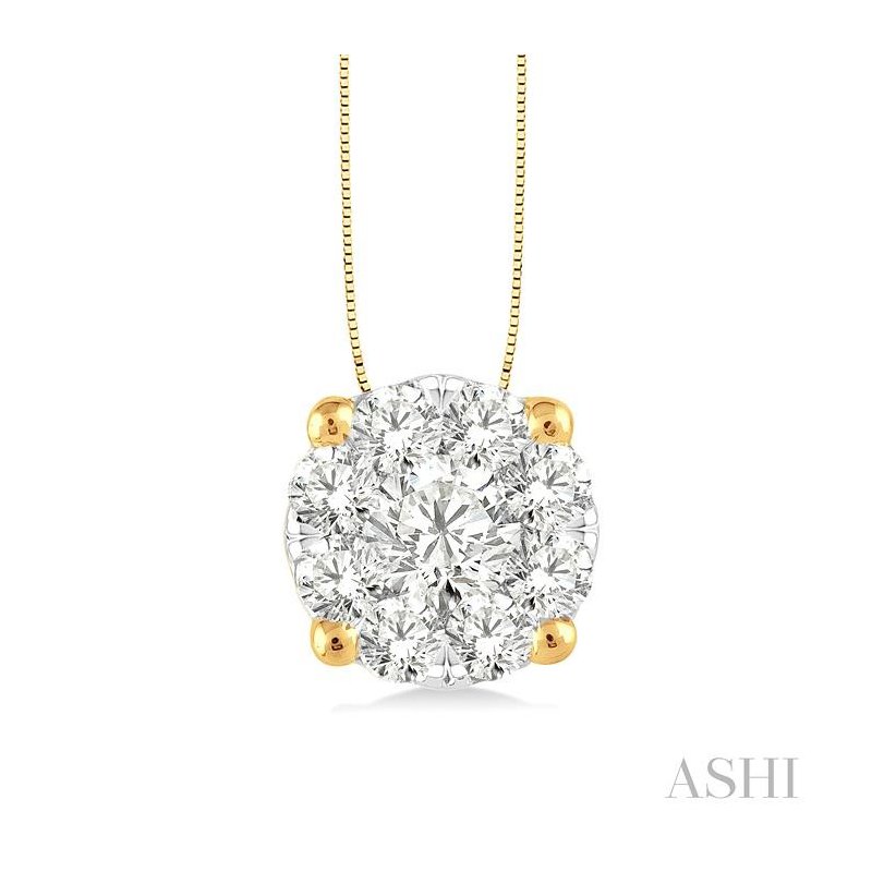 ASHI Round Shape Lovebright Essential Diamond Solitaire Pendant 91751PPFGPDYW