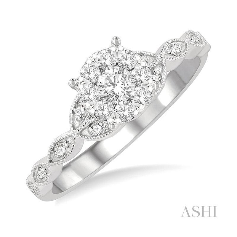 ASHI Round Shape Lovebright Diamond Engagement Ring 131G5PPFGWG
