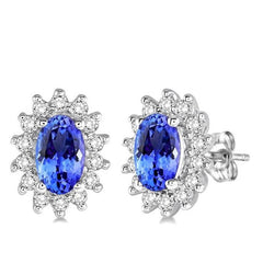 Parkplace Jewelers Oval Shape Gemstone & Halo Diamond Earrings 58568PPTXERTZWG