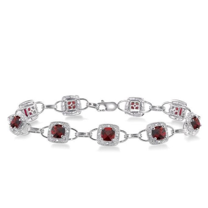Parkplace Jewelers Cushion Shape Gemstone & Halo Diamond Bracelet 78270PPTSGTWG