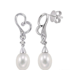 Parkplace Jewelers Heart Shape Pearl & Diamond Fashion Earrings 56679PPTXERWG