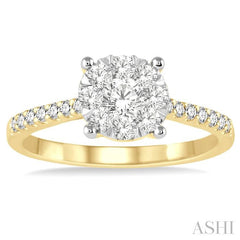 ASHI Round Shape Lovebright Diamond Engagement Ring 150C2PPFGYW