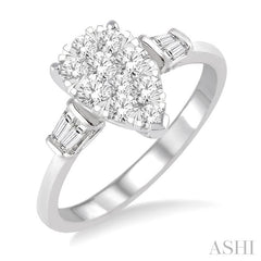 ASHI Pear Shape Lovebright Diamond Engagement Ring 150F3PPFGWG