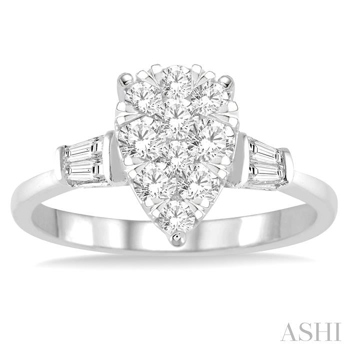 ASHI Pear Shape Lovebright Diamond Engagement Ring 150F3PPFGWG