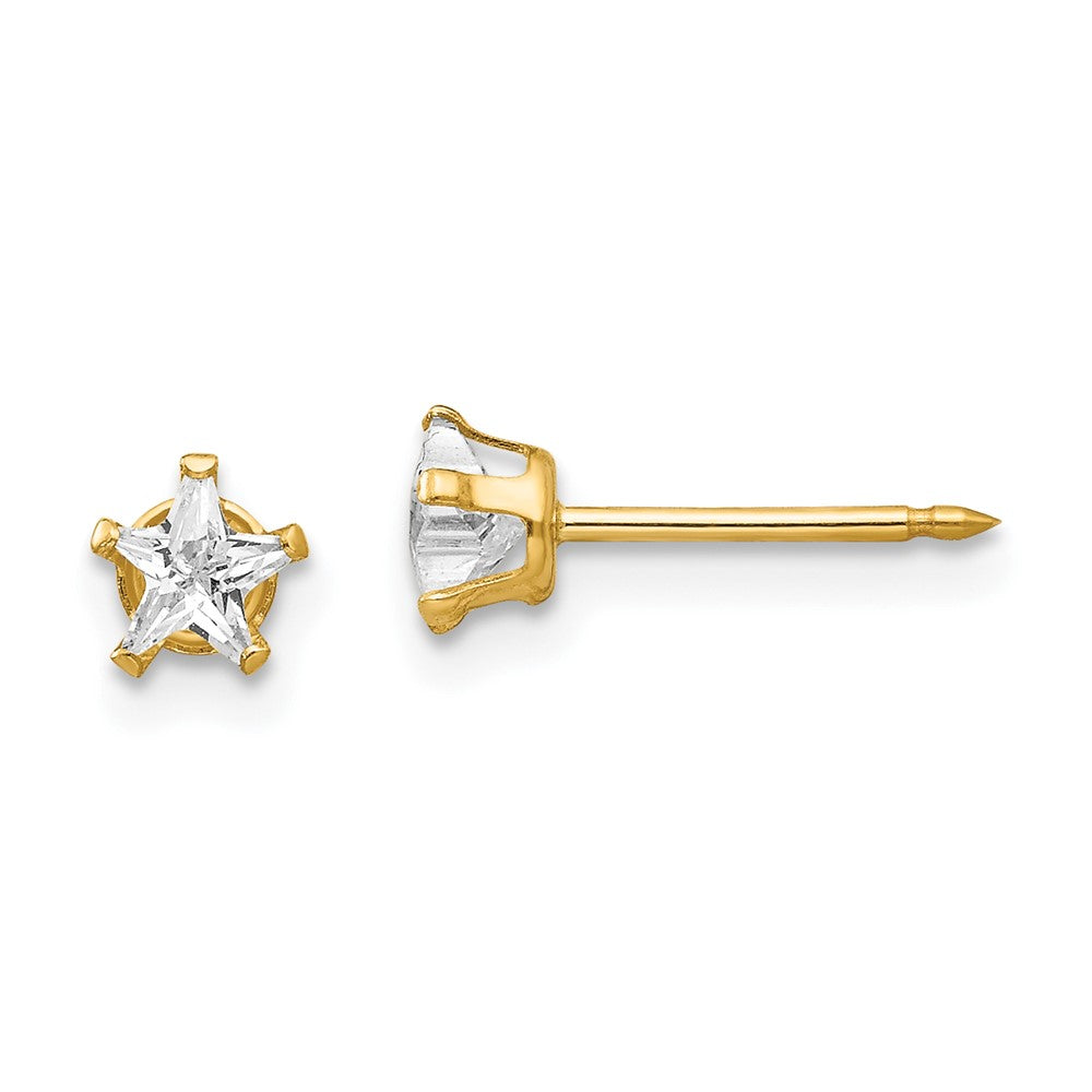 151E Inverness 14k 4mm Star CZ Post Earrings
