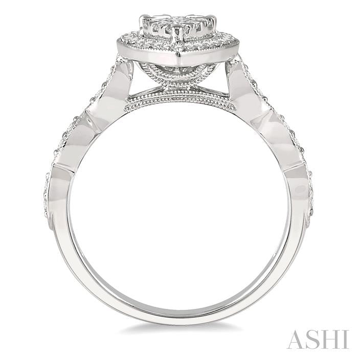 ASHI Pear Shape Halo Lovebright Diamond Engagement Ring 151E3PPFGWG