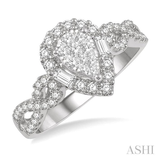 ASHI Pear Shape Halo Lovebright Diamond Engagement Ring 152A3PPFHWG