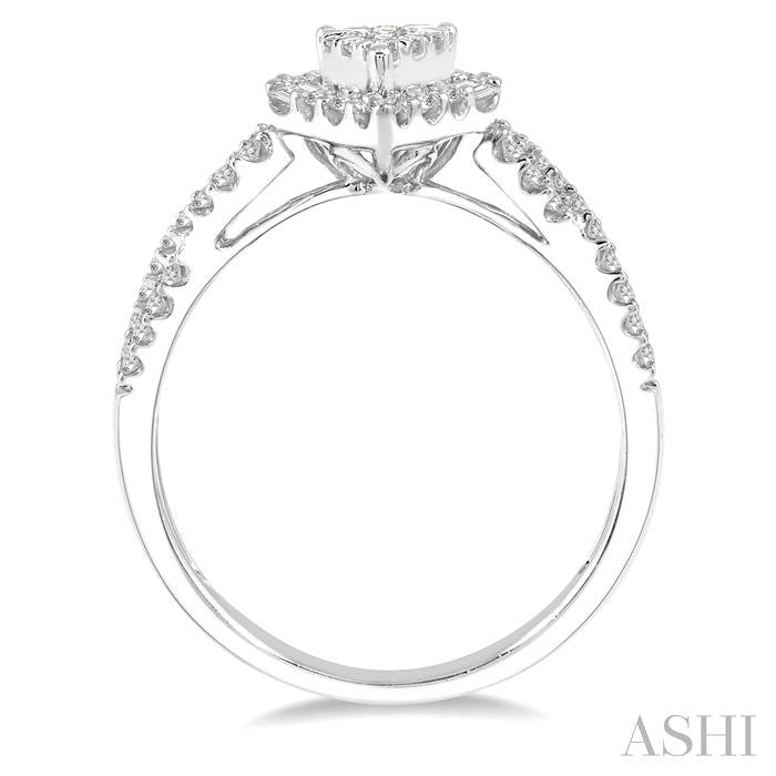 ASHI Pear Shape Halo Lovebright Diamond Engagement Ring 152A3PPFHWG