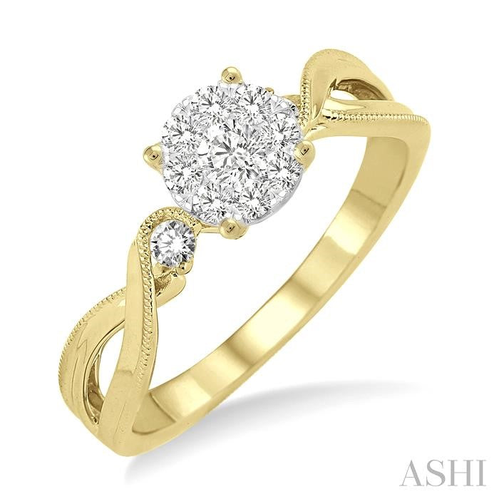 ASHI Round Shape Lovebright Diamond Engagement Ring 15345PPFHYW-LE