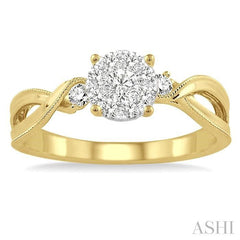 ASHI Round Shape Lovebright Diamond Engagement Ring 15345PPFHYW-LE