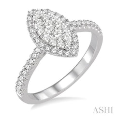 ASHI Marquise Shape Halo Lovebright Essential Diamond Ring 153B3PPFVWG