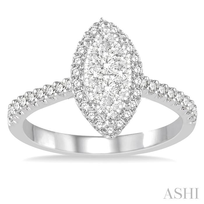 ASHI Marquise Shape Halo Lovebright Essential Diamond Ring 153B3PPFVWG