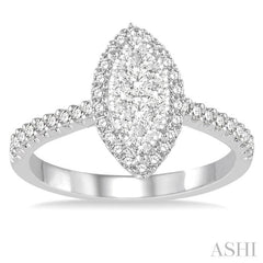 ASHI Marquise Shape Halo Lovebright Essential Diamond Ring 153B3PPFVWG