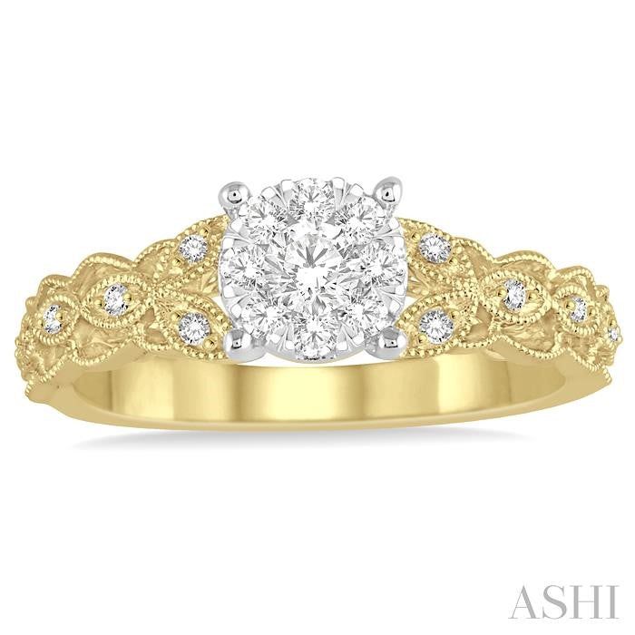 ASHI Round Shape Lovebright Diamond Engagement Ring 153C5PPFGYW-LE
