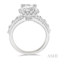 ASHI Princess Shape Semi-Mount Halo Diamond Engagement Ring 15432PPFHWG-SM
