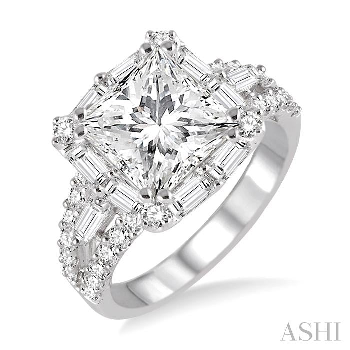 ASHI Princess Shape Semi-Mount Halo Diamond Engagement Ring 15440PPFRWG-SM-1.30