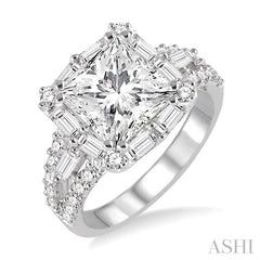ASHI Princess Shape Semi-Mount Halo Diamond Engagement Ring 15440PPFRWG-SM-1.30