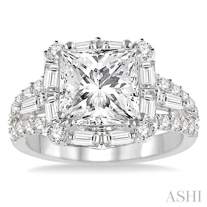 ASHI Princess Shape Semi-Mount Halo Diamond Engagement Ring 15440PPFRWG-SM-1.30