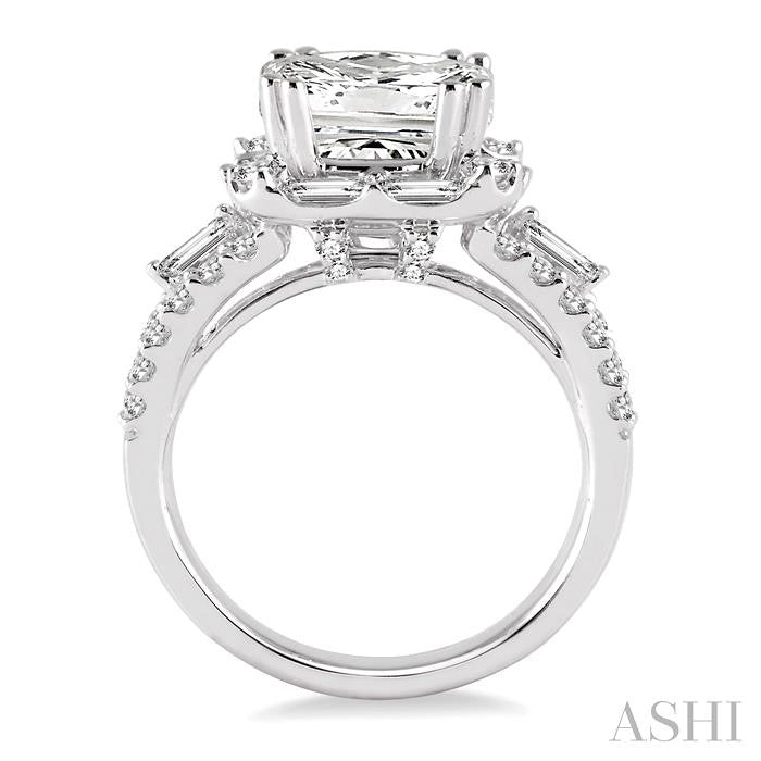 ASHI Princess Shape Semi-Mount Halo Diamond Engagement Ring 15440PPFRWG-SM-1.30