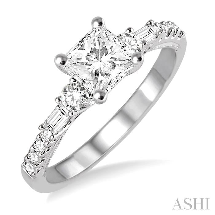 ASHI Princess Shape Semi-Mount Diamond Engagement Ring 15624PPFVWG-SM