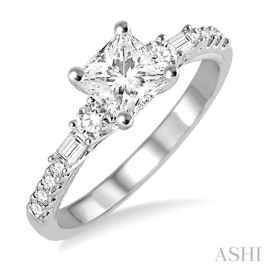 ASHI Princess Shape Semi-Mount Diamond Engagement Ring 15624PPFVWG-SM
