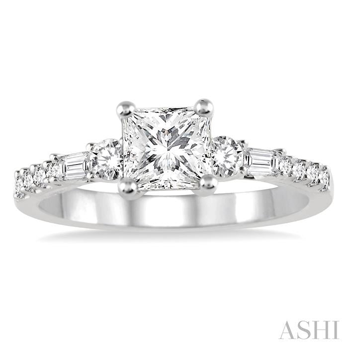 ASHI Princess Shape Semi-Mount Diamond Engagement Ring 15624PPFVWG-SM
