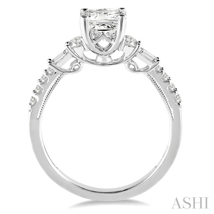 ASHI Princess Shape Semi-Mount Diamond Engagement Ring 15624PPFVWG-SM