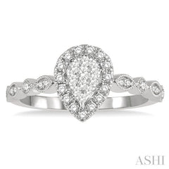 ASHI Pear Shape Halo Lovebright Diamond Engagement Ring 156F5PPFGWG
