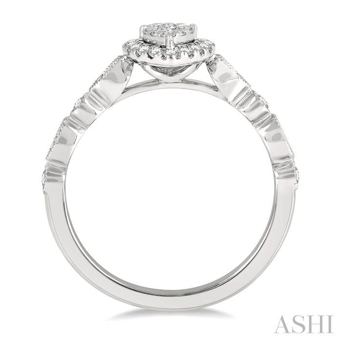 ASHI Pear Shape Halo Lovebright Diamond Engagement Ring 156F5PPFGWG