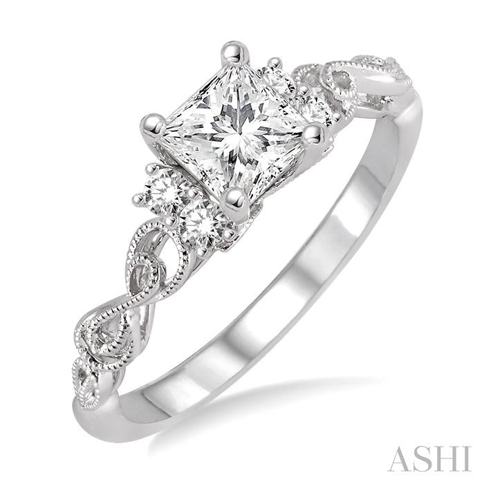 ASHI Princess Shape Diamond Engagement Ring 15723PPFHWG-LE