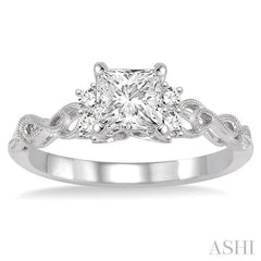 ASHI Princess Shape Diamond Engagement Ring 15723PPFHWG-LE